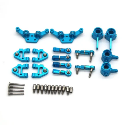 6PCS Upgraded Metal Parts Set Steering Cup Rear Wheel Seat Suspension Arm Upper Linkage Rod Shock Absorber Bracket for Wltoys 284131 284010 284161 K989 K969 1/28 RC Cars Vehicles Models Accessories