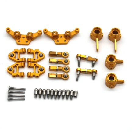 6PCS Upgraded Metal Parts Set Steering Cup Rear Wheel Seat Suspension Arm Upper Linkage Rod Shock Absorber Bracket for Wltoys 284131 284010 284161 K989 K969 1/28 RC Cars Vehicles Models Accessories